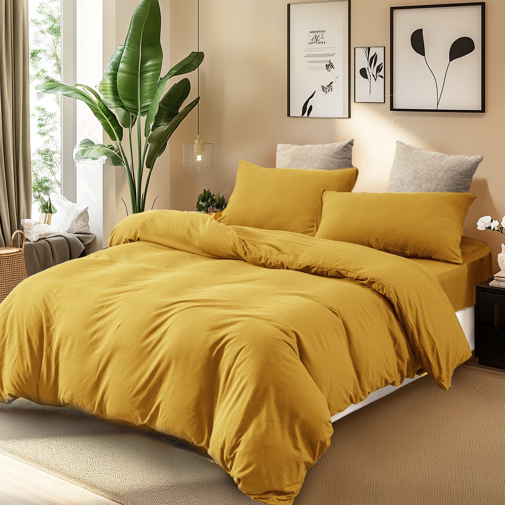 3-Piece Jersey Knit Duvet Cover Set ( 1*Duvet Cover + 1\u002F2*Pillowcases, Without Core) - 100% T-Shirt Cotton, Ultra-Soft,Luxury Zipper Duvet Cover Set, Machine Washable, Breathable, For Bedroom, Guest Room (T\u002FF\u002FQ\u002FK\u002FCK)