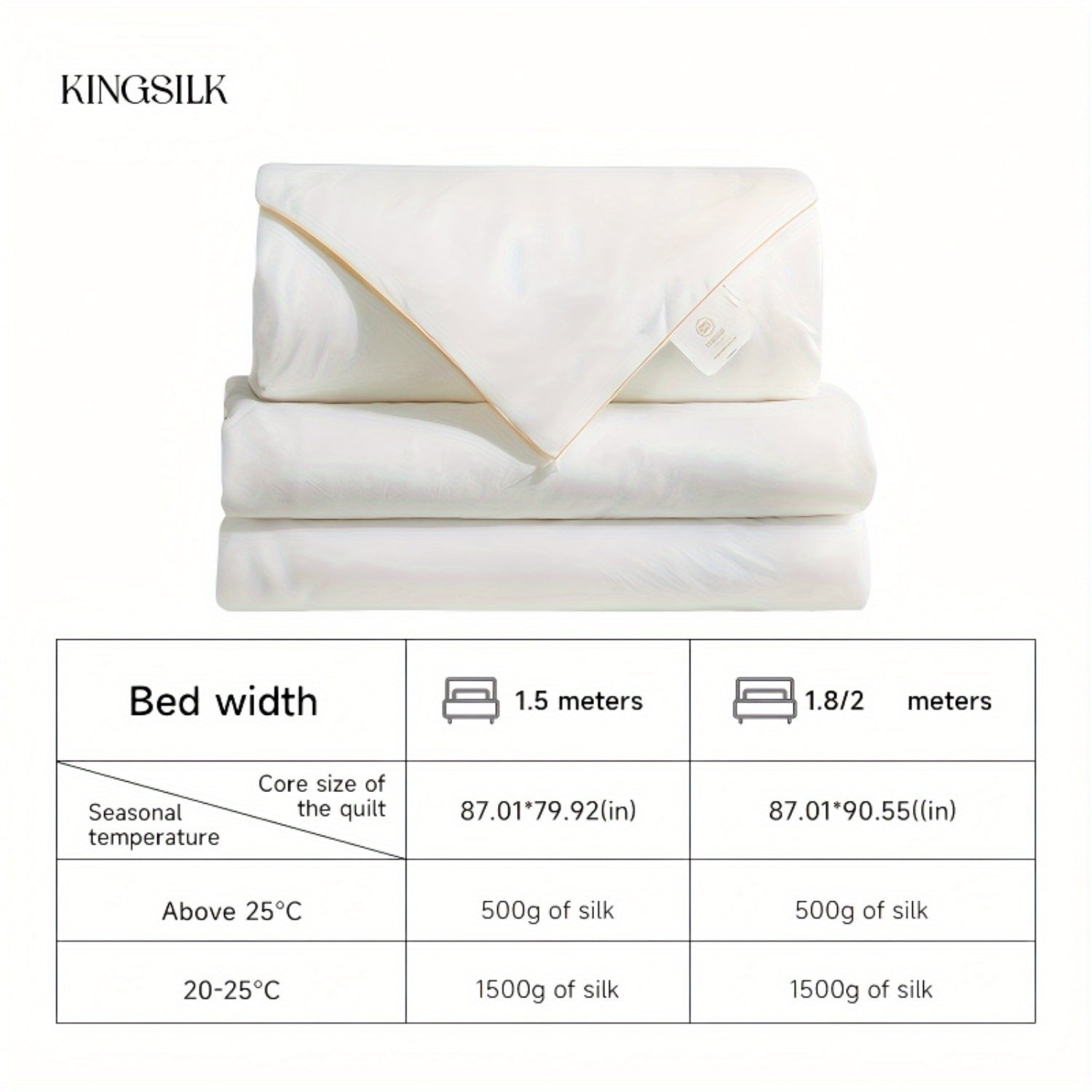 King Mulberry Silk 100% Mulberry Silk Filled Comforter for All Seasons with Natural Coolness - Warm Winter, Cool Summer - White Colour Cloud-Like, Luxury, Ultra Soft, Breathable, Naturally Body-Hugging Mulberry Silk Duvet Insert\u002F Bedding Blanket