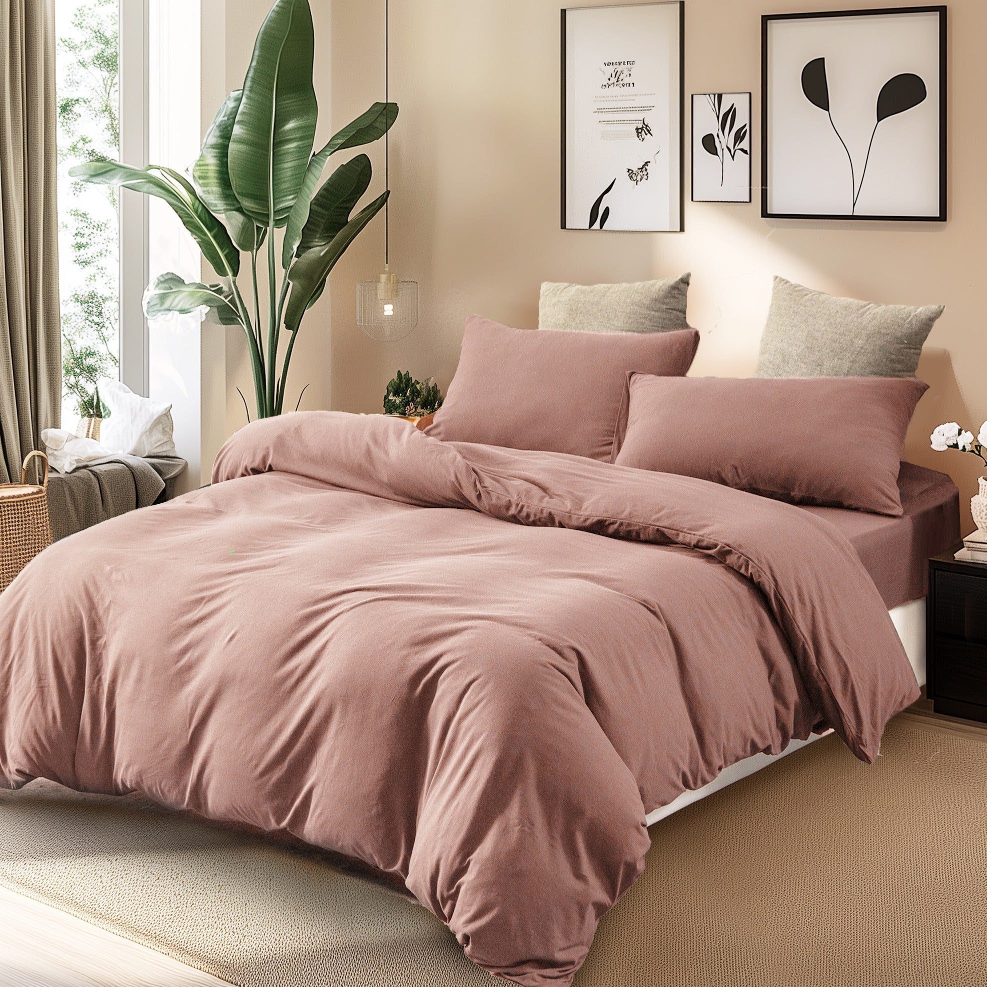 3-Piece Jersey Knit Duvet Cover Set ( 1*Duvet Cover + 1\u002F2*Pillowcases, Without Core) - 100% T-Shirt Cotton, Ultra-Soft,Luxury Zipper Duvet Cover Set, Machine Washable, Breathable, For Bedroom, Guest Room (T\u002FF\u002FQ\u002FK\u002FCK)