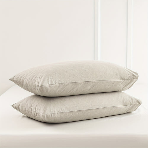 100% Washed Cotton Pillowcases Pack of 4 Linen Like Textured Breathable Durable Soft Comfy