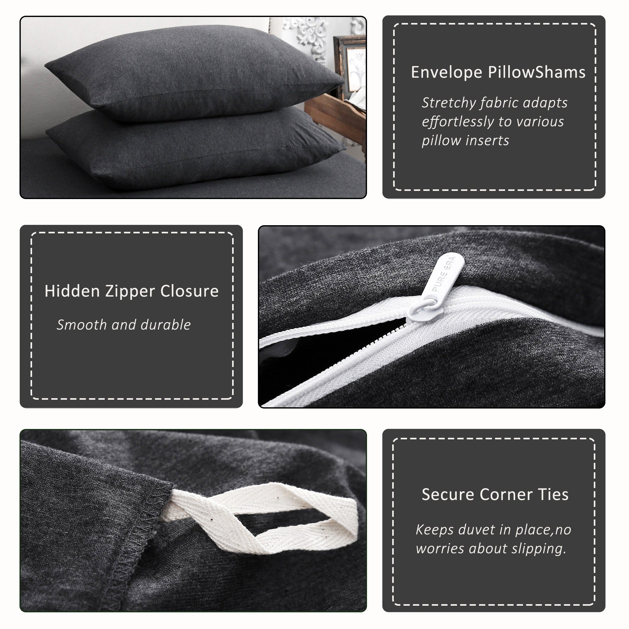 3-Piece Jersey Knit Duvet Cover Set ( 1*Duvet Cover + 1\u002F2*Pillowcases, Without Core) - 100% T-Shirt Cotton, Ultra-Soft,Luxury Zipper Duvet Cover Set, Machine Washable, Breathable, For Bedroom, Guest Room (T\u002FF\u002FQ\u002FK\u002FCK)