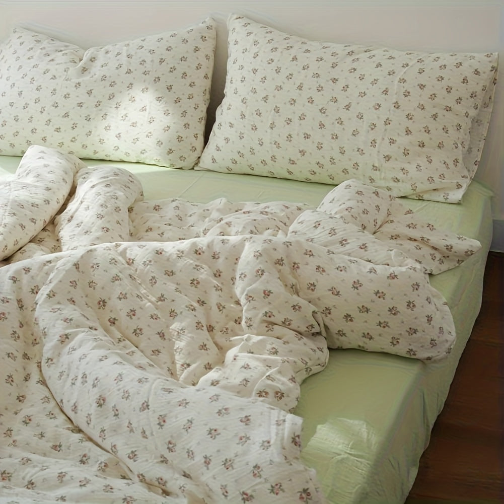 Bedding Set Duvet Cover Set Double Muslin Bed Cotton Pink Floral Pattern, Cozy Bedroom, Sleep Essentials, Decorative Set, Floral Design, Soft Material, Durable Textile, Bed Linen, Modern Bedrooms