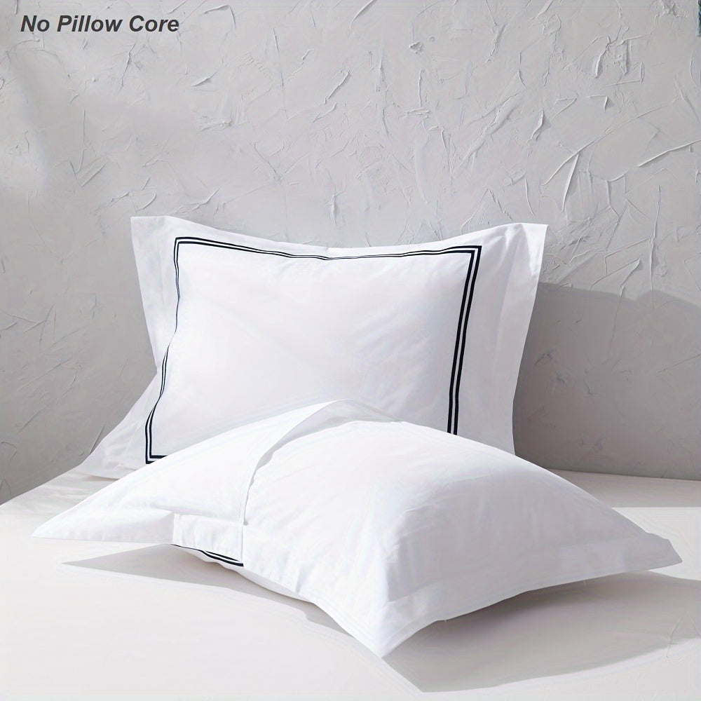 1set-Hotel Collection 500 Thread Count Cotton Sateen Duvet Cover Set, Satin Stitch All Around, Clear Button Closure, Hidden Corner Ties, Available In Multiple Sizes And Color Options