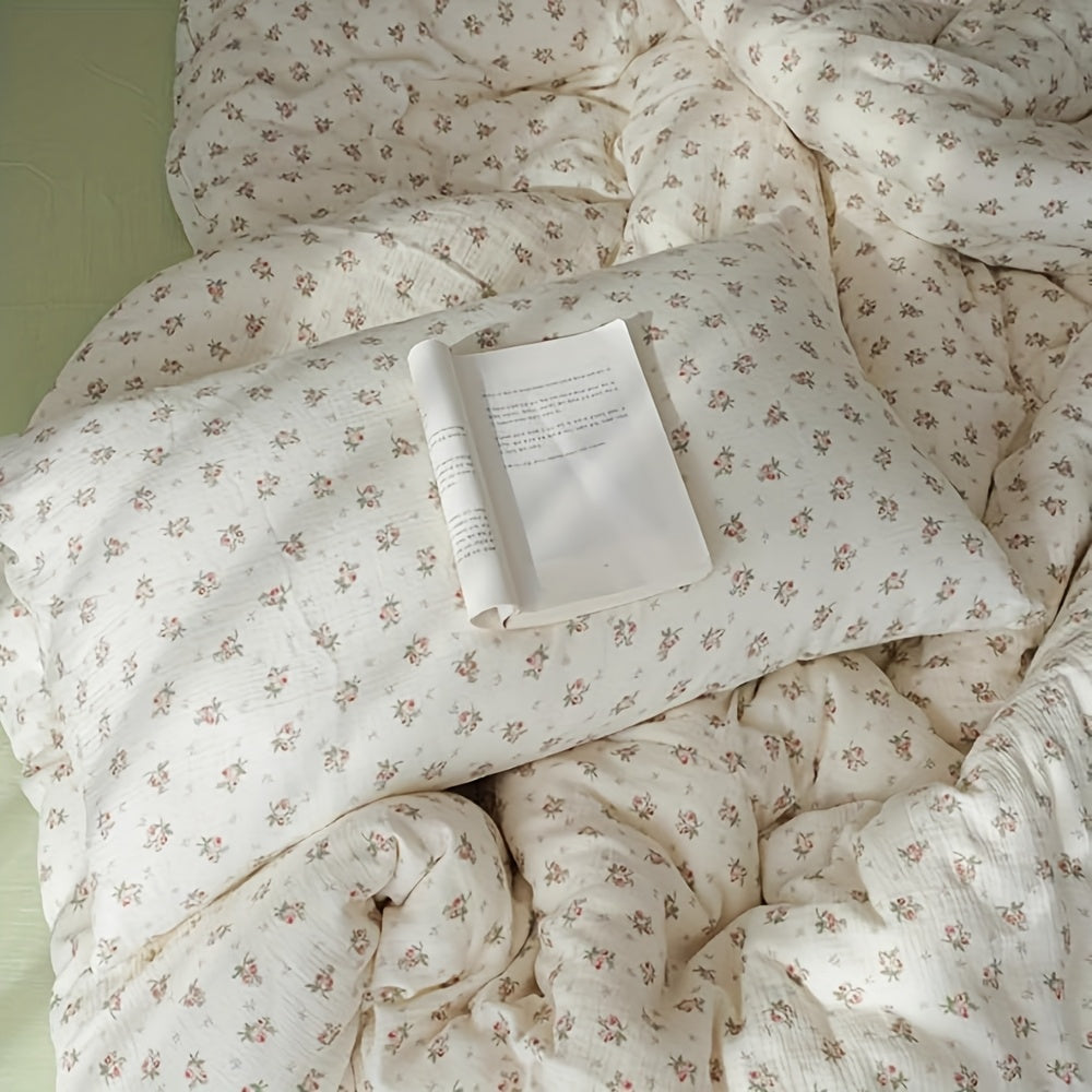 Bedding Set Duvet Cover Set Double Muslin Bed Cotton Pink Floral Pattern, Cozy Bedroom, Sleep Essentials, Decorative Set, Floral Design, Soft Material, Durable Textile, Bed Linen, Modern Bedrooms