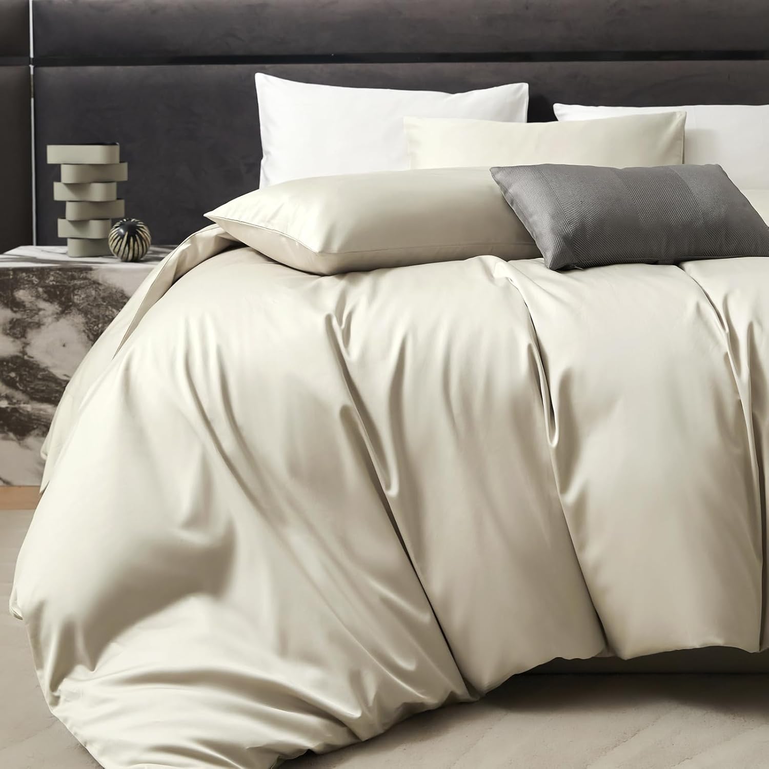 3-Piece Luxurious Sateen cotton Duvet Cover Set ( 1*Duvet Cover + 2*Pillowcases,Without Core) - Silky Soft& Smooth, Machine Washable,Breathable, Comfortable, For Bedroom, Guest Room (Q\u002FK)