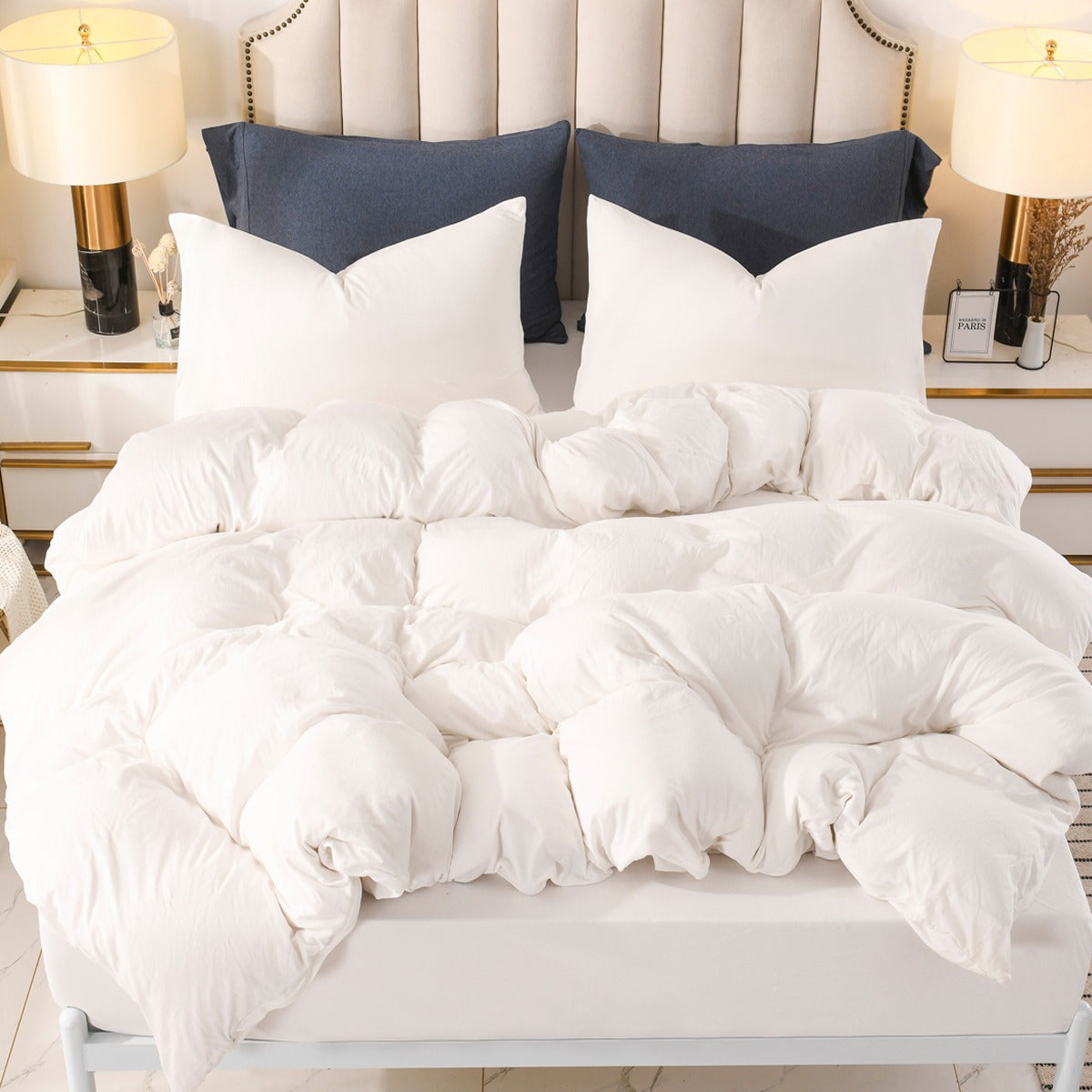 3-Piece Jersey Knit Duvet Cover Set ( 1*Duvet Cover + 1\u002F2*Pillowcases, Without Core) - 100% T-Shirt Cotton, Ultra-Soft,Luxury Zipper Duvet Cover Set, Machine Washable, Breathable, For Bedroom, Guest Room (T\u002FF\u002FQ\u002FK\u002FCK)