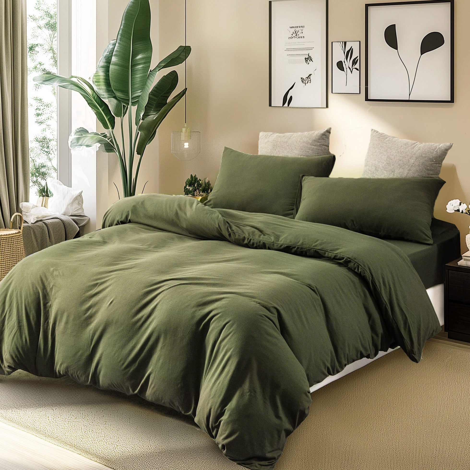 3-Piece Jersey Knit Duvet Cover Set ( 1*Duvet Cover + 1\u002F2*Pillowcases, Without Core) - 100% T-Shirt Cotton, Ultra-Soft,Luxury Zipper Duvet Cover Set, Machine Washable, Breathable, For Bedroom, Guest Room (T\u002FF\u002FQ\u002FK\u002FCK)