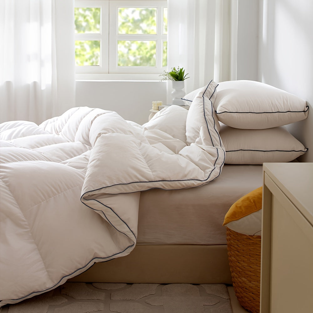 1pc Fluffy 75% White Duck Down Comforter For Winter Duvet Insert With 8 Corner Tabs