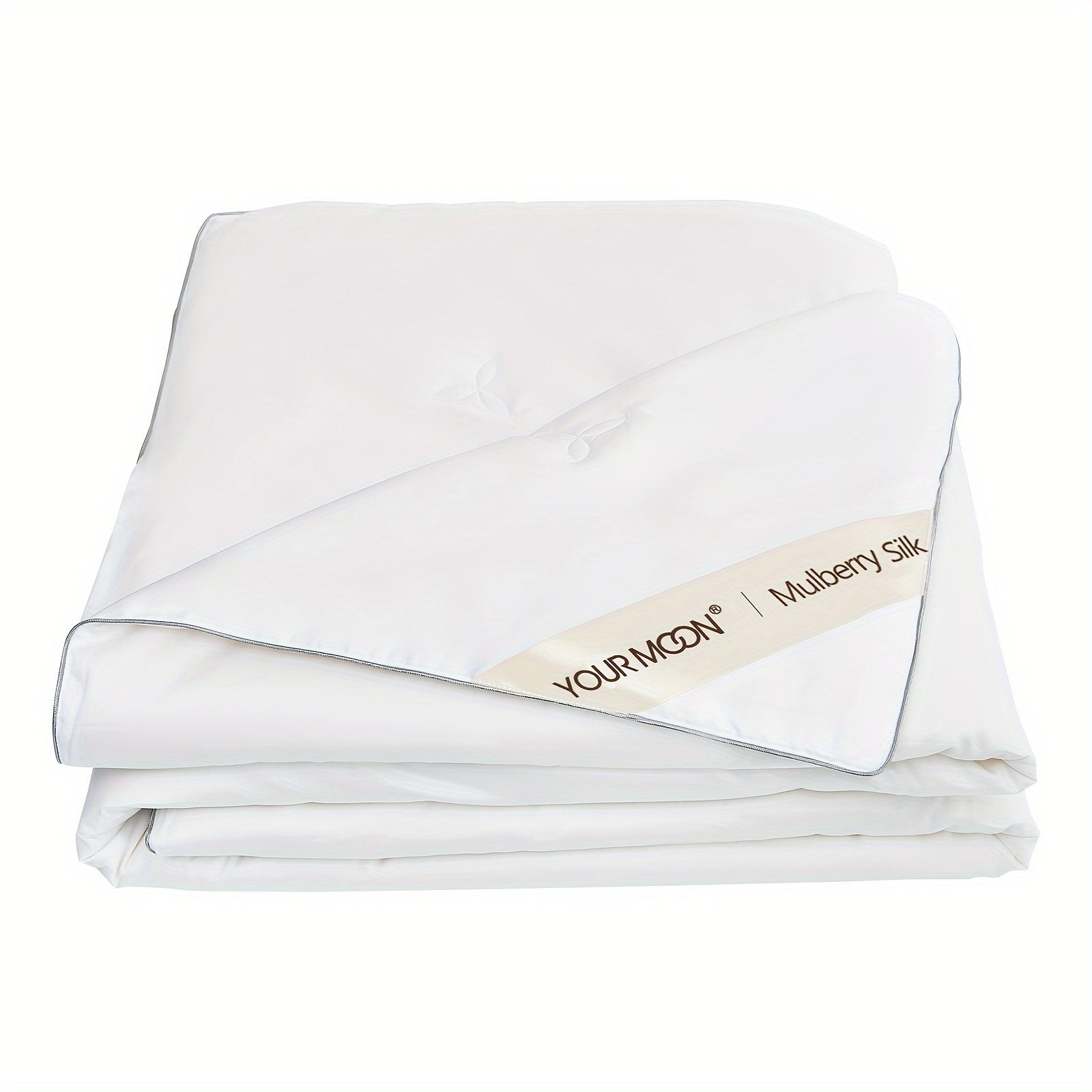 Pure Mulberry Silk Comforter for All Season, Luxury Bedding, Noiseless Egyptian Cotton Shell, Long Strand Silk Fill Duvet(White)