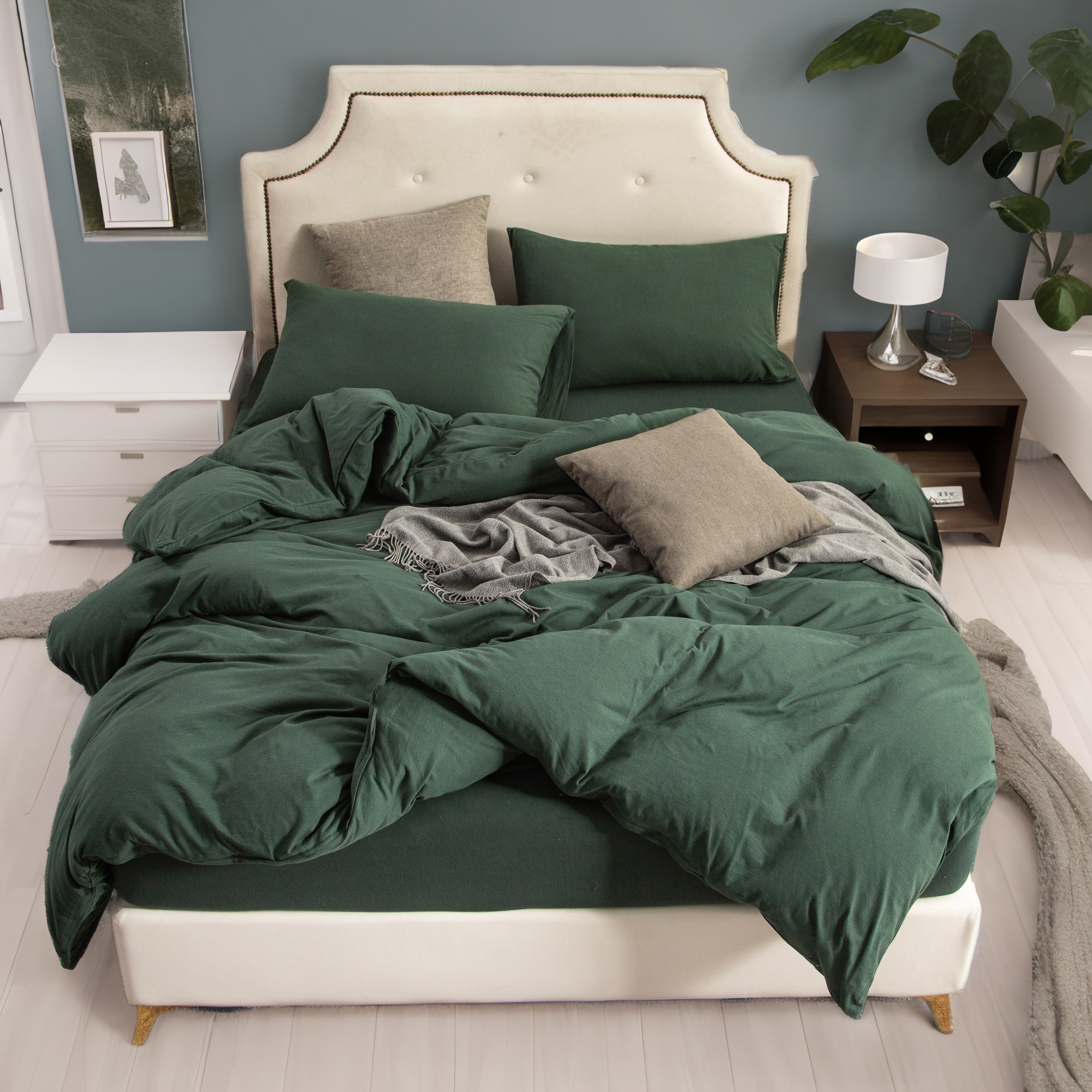 3-Piece Jersey Knit Duvet Cover Set ( 1*Duvet Cover + 1\u002F2*Pillowcases, Without Core) - 100% T-Shirt Cotton, Ultra-Soft,Luxury Zipper Duvet Cover Set, Machine Washable, Breathable, For Bedroom, Guest Room (T\u002FF\u002FQ\u002FK\u002FCK)