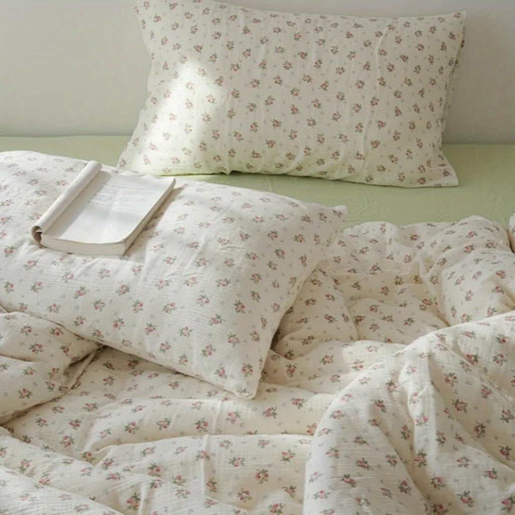Bedding Set Duvet Cover Set Double Muslin Bed Cotton Pink Floral Pattern, Cozy Bedroom, Sleep Essentials, Decorative Set, Floral Design, Soft Material, Durable Textile, Bed Linen, Modern Bedrooms