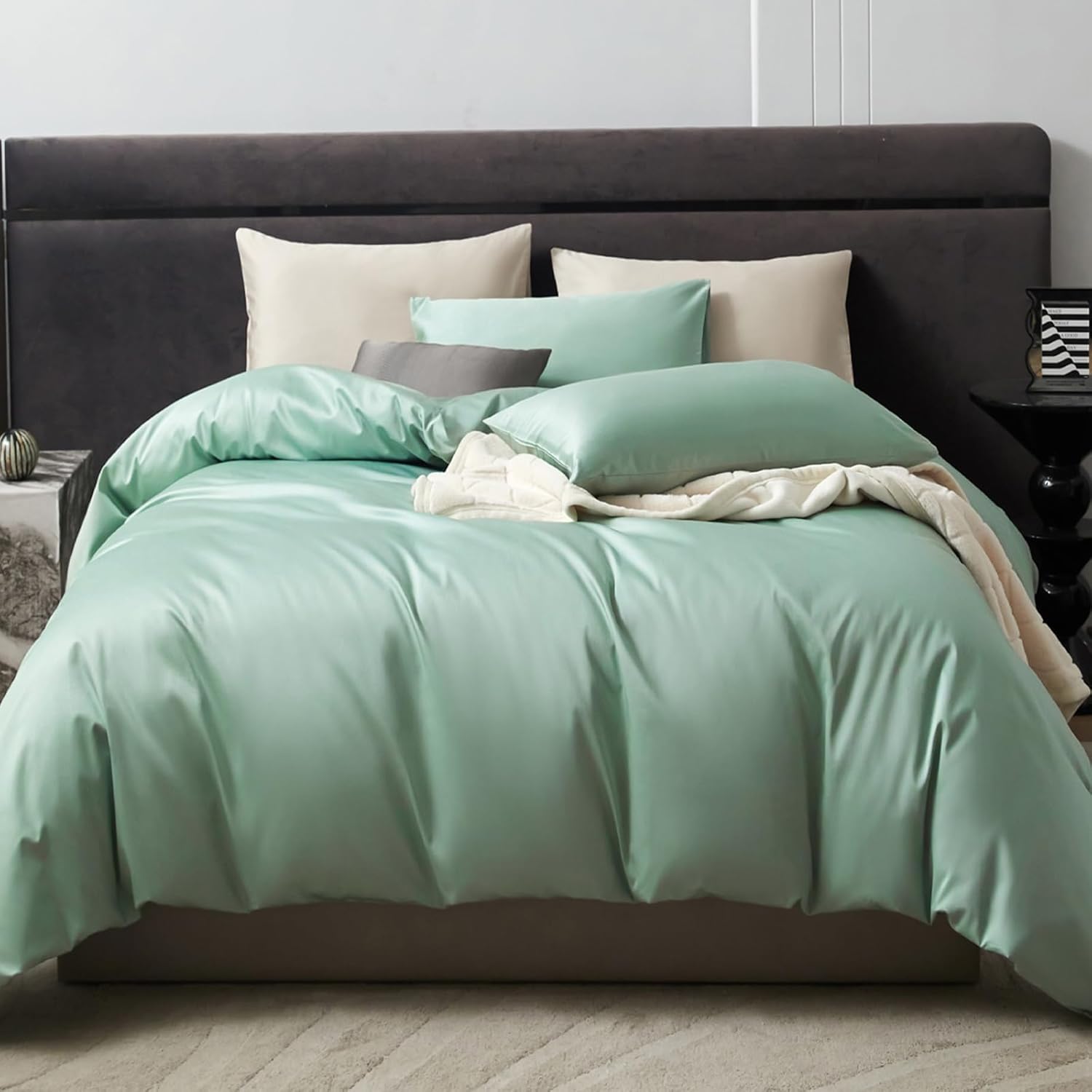 3-Piece Luxurious Sateen cotton Duvet Cover Set ( 1*Duvet Cover + 2*Pillowcases,Without Core) - Silky Soft& Smooth, Machine Washable,Breathable, Comfortable, For Bedroom, Guest Room (Q\u002FK)