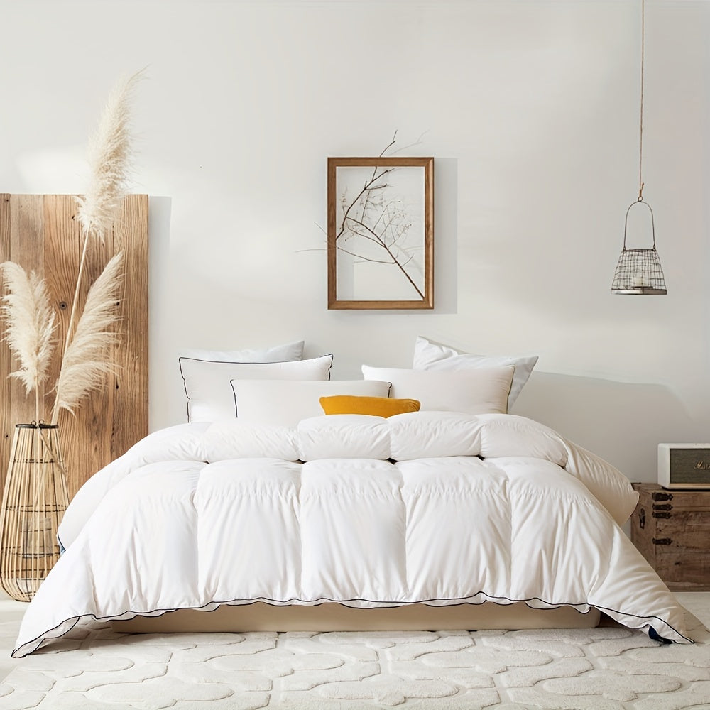 1pc Fluffy 75% White Duck Down Comforter For Winter Duvet Insert With 8 Corner Tabs