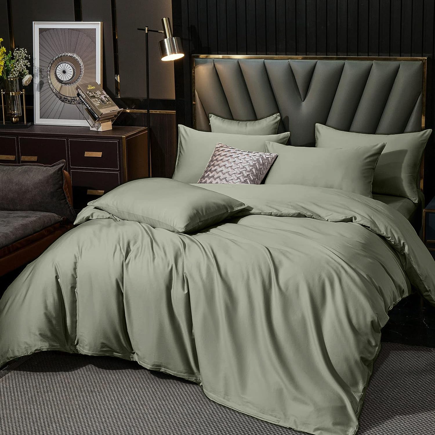 3-Piece Luxurious Sateen cotton Duvet Cover Set ( 1*Duvet Cover + 2*Pillowcases,Without Core) - Silky Soft& Smooth, Machine Washable,Breathable, Comfortable, For Bedroom, Guest Room (Q\u002FK)