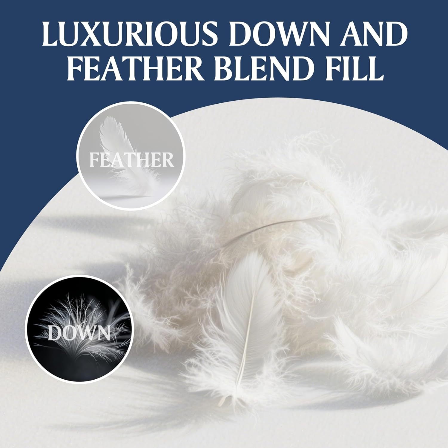 Hotel Grand Feather Down Comforter Queen\u002FKing Size, Corner Tabs, 240 Thread Count, Super Soft 100% Cotton Cover Down Duvet Insert Light Blue Color