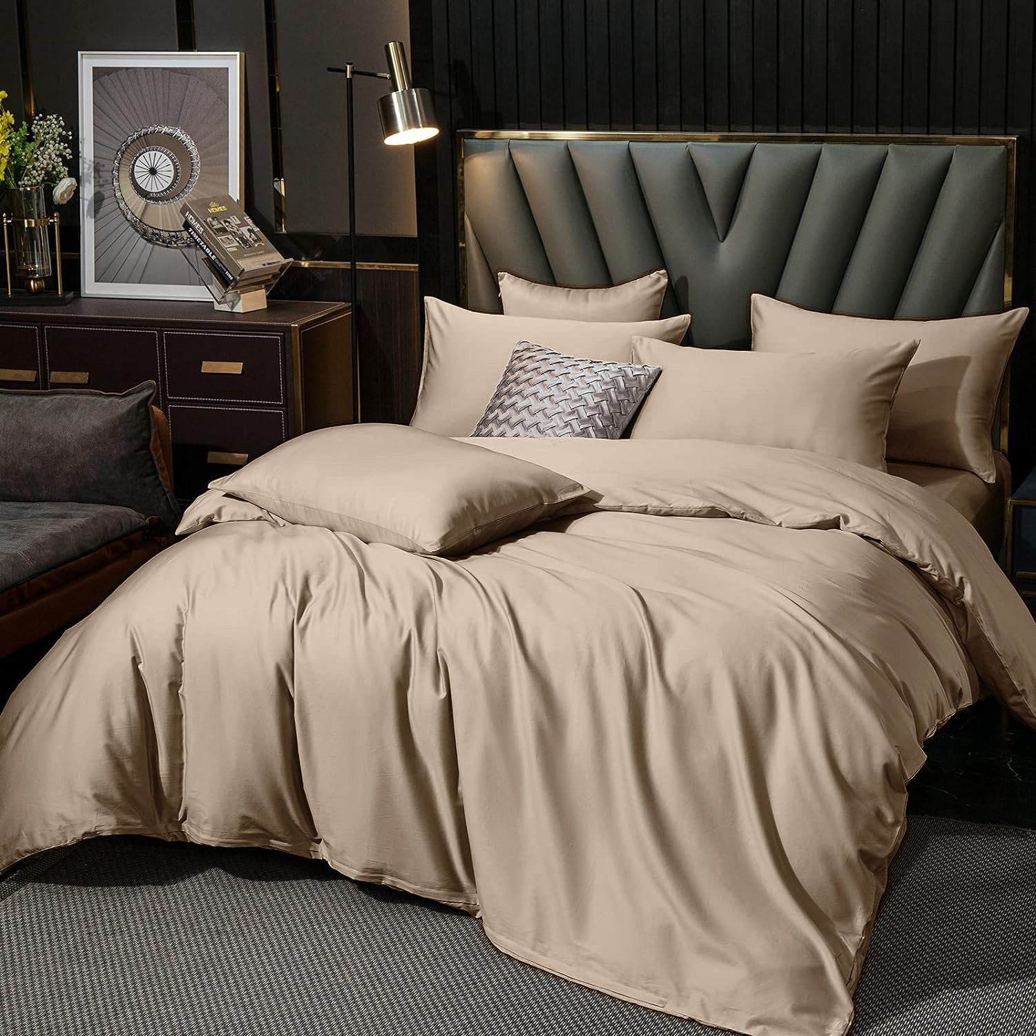 3-Piece Luxurious Sateen cotton Duvet Cover Set ( 1*Duvet Cover + 2*Pillowcases,Without Core) - Silky Soft& Smooth, Machine Washable,Breathable, Comfortable, For Bedroom, Guest Room (Q\u002FK)