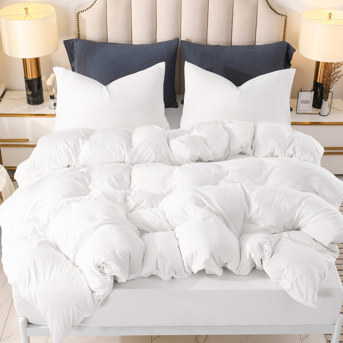 3-Piece Jersey Knit Duvet Cover Set ( 1*Duvet Cover + 1\u002F2*Pillowcases, Without Core) - 100% T-Shirt Cotton, Ultra-Soft,Luxury Zipper Duvet Cover Set, Machine Washable, Breathable, For Bedroom, Guest Room (T\u002FF\u002FQ\u002FK\u002FCK)