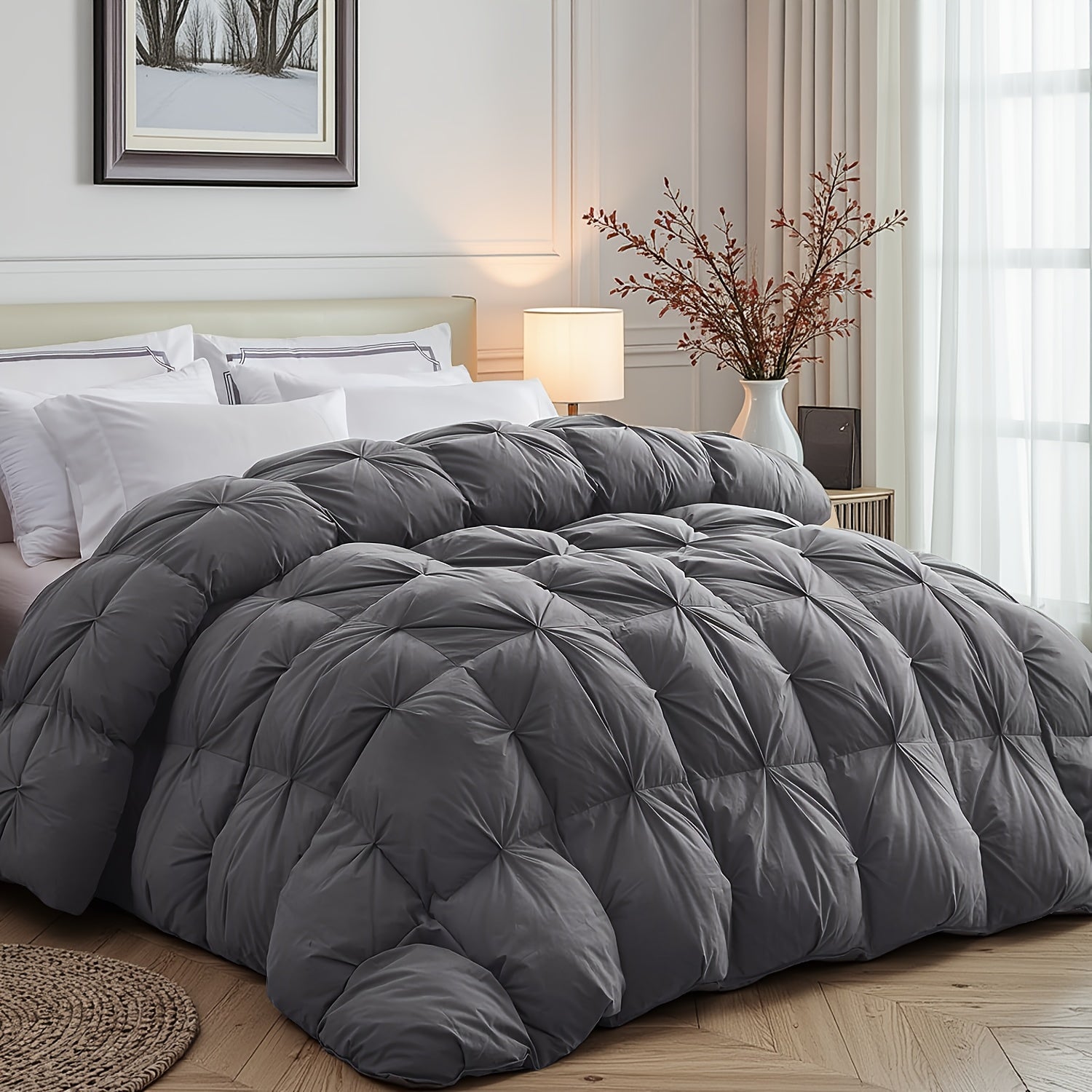 650+ Fill Power Twist Flower Down Feather Comforter Palatial King\u002FCal King\u002FKing\u002FQueen\u002FTwin- Ultra Soft & Breathable, All-Season White Goose Duvet Insert, Multiple Colors & Sizes